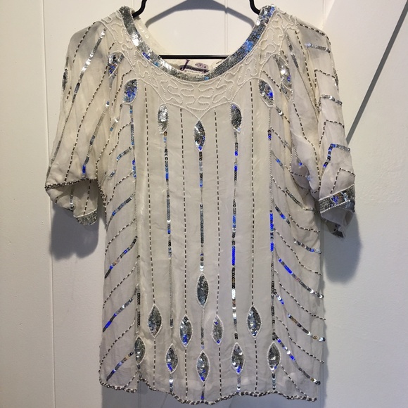 KVM of California Tops - Beautiful Vintage Sequin and Bead Top
